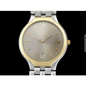 OMEGA DE VILLE "SYMBOL" Mens SS Steel & Solid 18K Gold Watch - Mint - Warranty