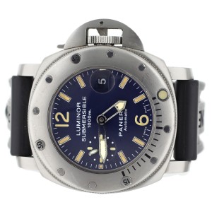 Panerai Luminor Submersible Blue Dial Stainless Steel Rubber Strap 44mm  