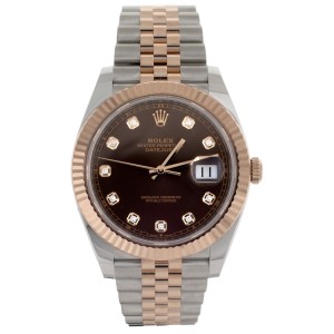 Rolex DateJust Brown Dial with Diamonds Steel & Rose Gold 41MM   Full Set