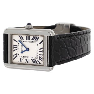 Cartier Tank Silver Dial Stainless Steel Quartz  Watch Only