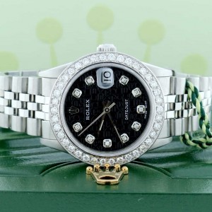 Rolex Datejust Midsize 31MM Automatic Stainless Steel Watch w/Black Jubilee Diamond Dial & Bezel