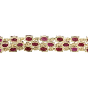37.96 Carat Ruby 14K Yellow Gold Diamond Bracelet