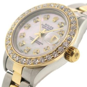 Rolex Datejust Ladies 2-Tone 18K Yellow Gold/Stainless Steel 26MM Watch w/MOP Diamond Dial & Bezel