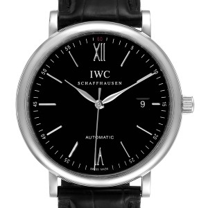 IWC Portofino Black Dial Automatic Steel Mens Watch 