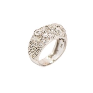 18K White Gold Flower Design 1.28ct Pave Diamonds Ring 