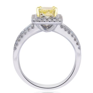 Diamond Engagement  Fancy Intense 14K White Yellow Radiant Cut in Ring