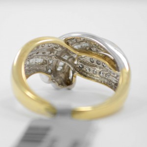 1.15Ct Diamond Cocktail Ring Baguette & Round Two-Tone 14K Gold 5 grams SIZE 7 