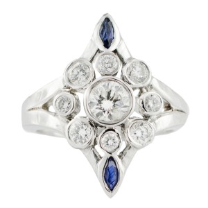 White White Gold Diamond, Sapphire Womens Ring Size 6.75 