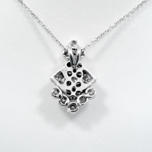 Diamond Pendant 0.40Ct Pear Surrounded by Square Pave Box Bezel Setting 0.82Ct