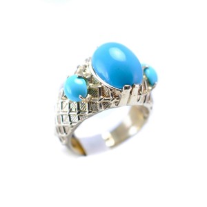 Turquoise Stone 14K Yellow Gold Ring 2.90CT Stone Size 8.5 Weight 9.6grams