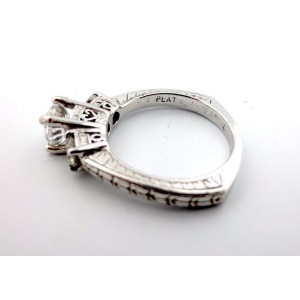 Platinum 1.20Ct Three Stone Round Diamond Engagement Ring