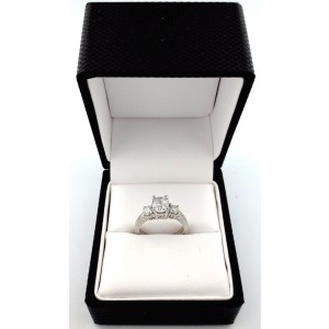 Platinum 1.20Ct Three Stone Round Diamond Engagement Ring