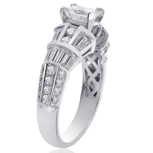 14K White Gold 1.90ct Diamond Engagement Ring Size 6 