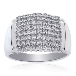 10K White Gold 0.75 Ct Round Cut Diamond Cluster Pyramid Ring Size 10.75  
