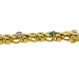 Yellow Gold Diamond, Emerald Mens Bracelet