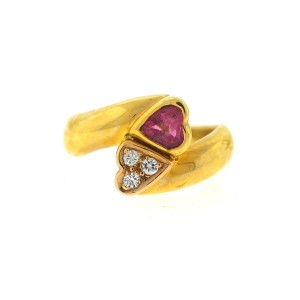 14K Yellow Gold Tourmaline Diamond Ring Size 7.25