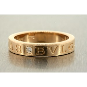 Bulgari Bvlgari 18k Rose Gold Diamond Band Ring Signature size 7.75 