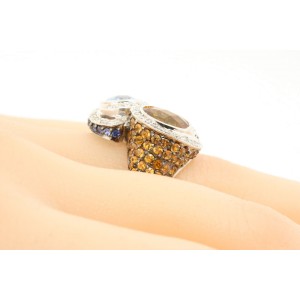 Levian Multi Color Citrine Peridot Topaz Sapphire Tsavorite Diamond Ring 14k 7
