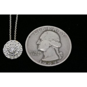 Roberto Coin Classics Diamond Pendant Necklace Circle Pave 18k White Gold 1/2ct