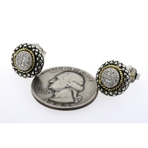 Andrea Candela Diamond Earrings Stud 18k Gold Sterling Silver 