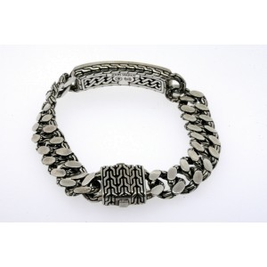 John Hardy ID Bracelet Textured Sterling Silver Classic Chain 7.5"