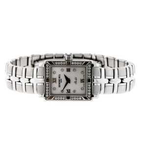 Raymond Weil Parsifal Watch Ladies MOP Pearl Diamond Dial Rectangle SS 9631