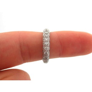 Tiffany & Co Platinum Etoile Three 3-Row Pave Diamond Band Ring PT950 Size 6