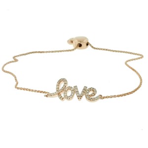 14k Rose Gold Diamond LOVE Bracelet 