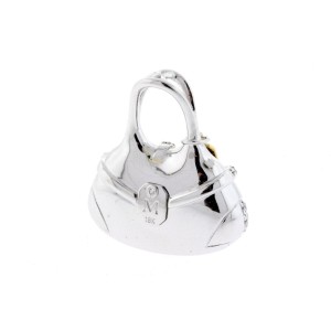 Mirabelle Diamond Pendant Necklace Purse Handbag 18k White Gold M Charm No Chain