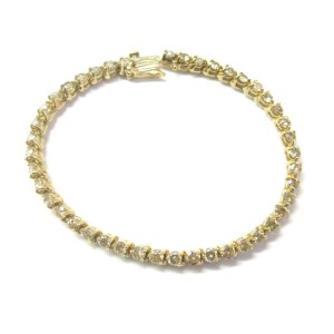 Round Diamond Tennis Bracelet Three Prong 14Kt Yellow Gold 43-Stones 6.00Ct 7"