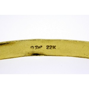 Denise Roberge Bangle Bracelet 22k Yellow Gold 8.5" Interior 32.3g Raised Spine