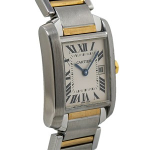 Cartier Tank Francaise Midsize 2465 18kTwo Tone Lady's Watch 25mm Box & Papers