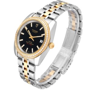 Tudor Classic Date Steel Yellow Gold Diamond Mens Watch 21023 