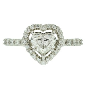 14k White Gold .90 H VS2 Heart Shape Diamond Engagement Ring GIA Certificate 