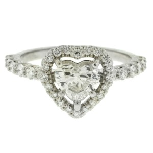 14k White Gold .90 H VS2 Heart Shape Diamond Engagement Ring GIA Certificate 