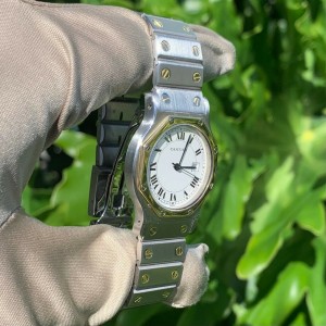Cartier Santos Octogon Two Tone 31mm Stainless Steel/Gold Ladies Watch 