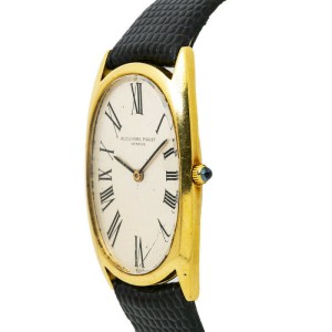 Audemars Piguet Geneve Oval Vintage 18K Yellow Gold Hand Wind Mens Watch 24mm