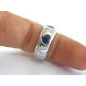 Chopard 18Kt NATURAL Gem Sapphire & Diamond Love White Gold Ring .99CT