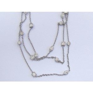 Tiffany & Co Platinum Multi Shape Diamond Swing 3-Row Necklace 16" 3.65Ct