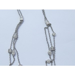Tiffany & Co Platinum Multi Shape Diamond Swing 3-Row Necklace 16" 3.65Ct