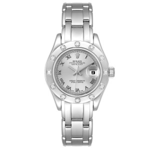 Rolex Pearlmaster White Gold Silver Dial Diamond Ladies Watch 69319