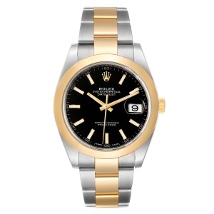 Rolex Datejust 41 Steel Yellow Gold Black Dial Mens Watch 126303 Box Card