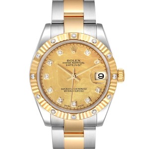 Rolex Datejust Midsize Yellow Gold Steel GoldDust MOP Diamond Watch 178313