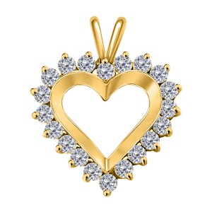 Heart Pendant Diamond Necklace 14k White Rose Yellow Gold In 1 Carat  Conflict Free Round Diamond (I-J, I2-I3) Open Heart Pendant Necklace For  Women