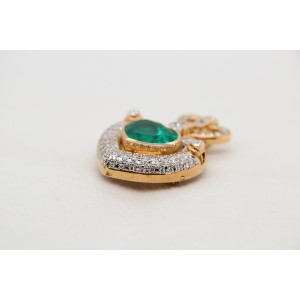 GRS Certified 8.18 Carat Colombian Emerald And Diamond Pendant In 18 Karat Gold