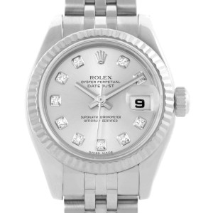 Rolex Datejust 179174 Steel 18K White Gold Diamond Womens Watch 
