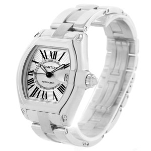 Cartier W62025V3 Roadster Mens Steel Large Silver Dial Watch 
