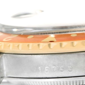 Rolex 16753 GMT Master Rootbeer Gold Steel Nipple Dial Vintage Watch 