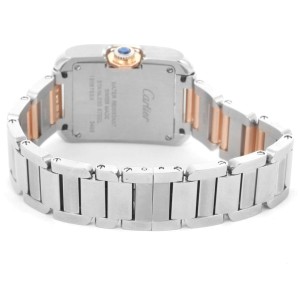 Cartier Tank Anglaise WT100024 Steel 18K Rose Gold Diamond Womens 30.2mm Watch 