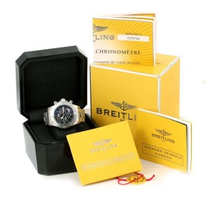 Breitling Avenger A73390 Stainless Steel Seawolf Black Dial 45.4mm Mens Watch
